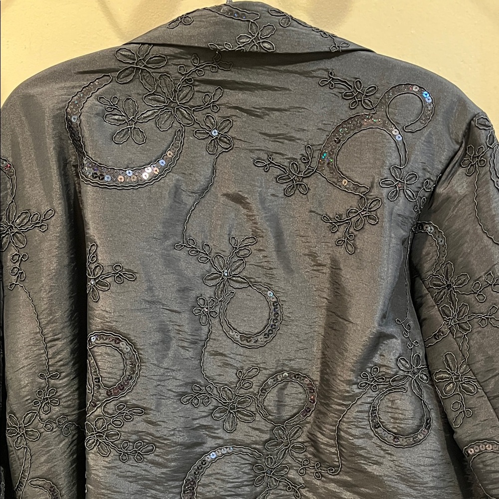 Chico's Charcoal Embroidered Jacket - Picture 6 of 7